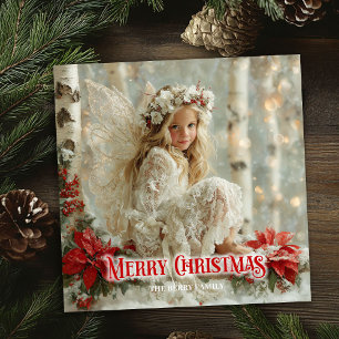 Vintage beautiful angel editable Christmas greetin Holiday Card