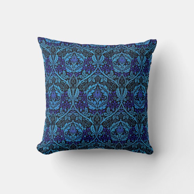 Vintage Beautiful Blue Art Nouveau Pattern Cushion (Front)