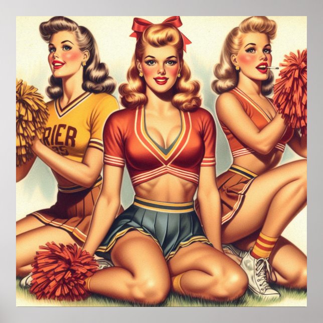 Vintage Beautiful Cheerleaders Poster (Front)