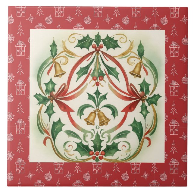 Vintage, Beautiful Christmas Pattern Tile (Front)