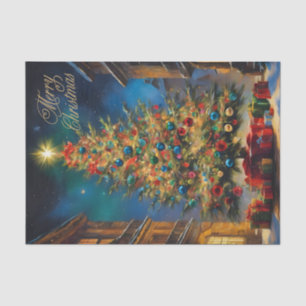 Vintage Beautiful Christmas Tree with Presents Tissue Paper