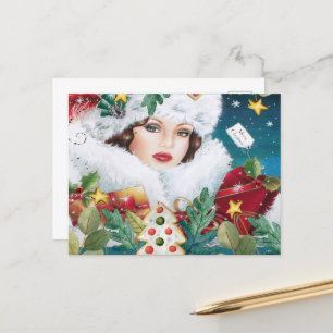 Vintage Beautiful Christmas Woman Postcard