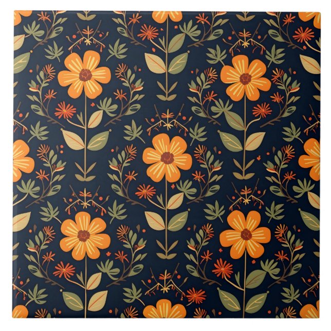 Vintage Beautiful Floral Modern Collection Tile (Front)