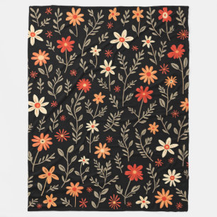 Vintage Beautiful Floral Trendy Collection Fleece Blanket
