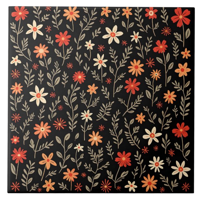 Vintage Beautiful Floral Trendy Collection Tile (Front)