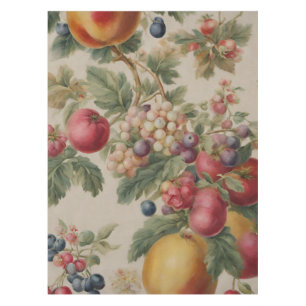Vintage Beautiful French Fruits and Flowers Tablecloth