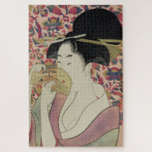 Vintage Beautiful Geisha Portrait With a Comb Art