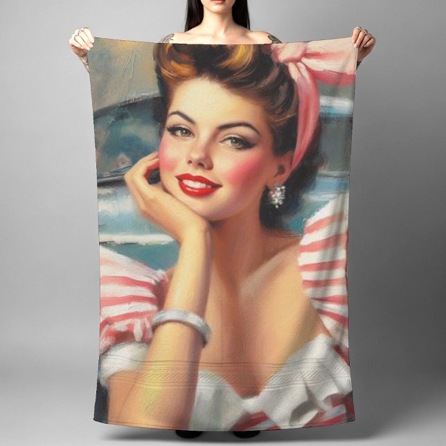 Vintage Beautiful Girl Painting Beach Towel (Creator Uploaded)