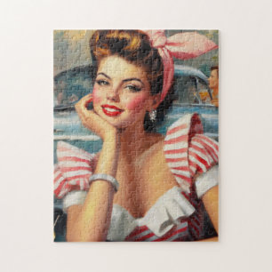 Vintage Beautiful Girl Painting Jigsaw Puzzle