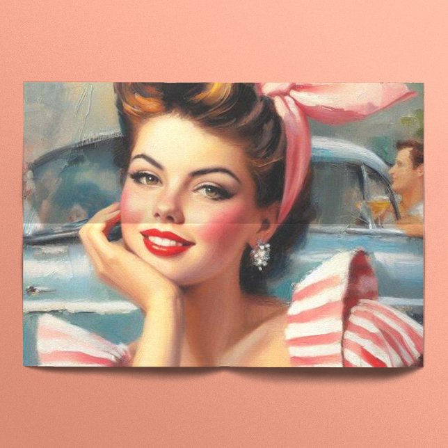 Vintage Beautiful Girl Painting Tissue Paper (Creator Uploaded)
