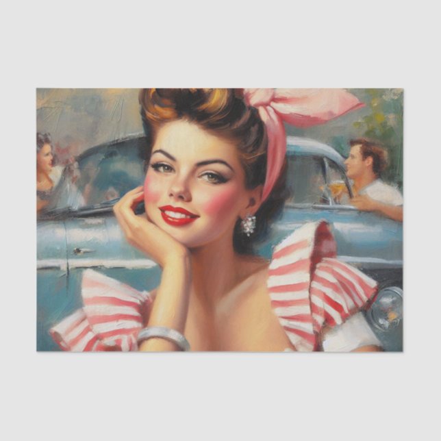 Vintage Beautiful Girl Painting Tissue Paper (Front)