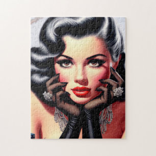 Vintage Beautiful Girl Portrait Jigsaw Puzzle