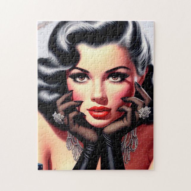 Vintage Beautiful Girl Portrait Jigsaw Puzzle (Vertical)