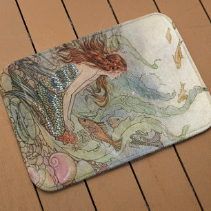 Vintage Beautiful Girly Mermaid Under The Sea Bath Mat