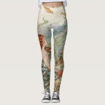 Vintage Beautiful Girly Mermaid Under The Sea Leggings<br><div class="desc">Beautiful Mermaid under the sea vintage illustration printed leggings</div>