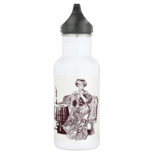 Vintage Beautiful Lady drinks tea 532 Ml Water Bottle