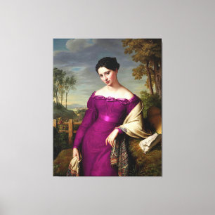 Vintage Beautiful Lady In Fuchsia Pink Canvas Print