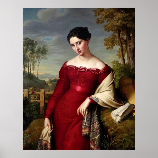 Vintage Beautiful Lady In Red Poster (Front)