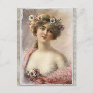 vintage-beautiful lady postcard
