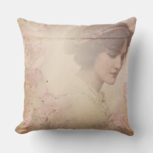 Vintage  Beautiful  Lady Throw Pillow