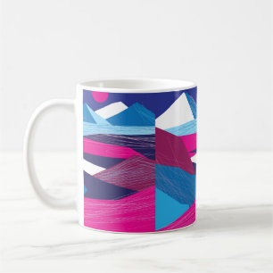 Vintage beautiful mountains and landscape with the coffee mug