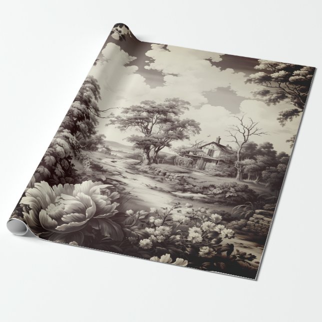 Vintage  Beautiful Toile Wrapping Paper (Unrolled)