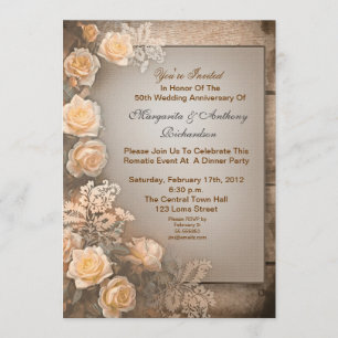 vintage beautiful wedding anniversary invitations