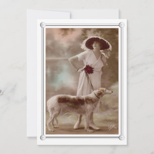 Vintage Beautiful Woman and Dog Card