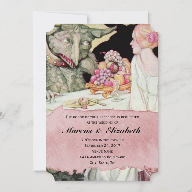 Vintage Beauty and the Beast Wedding Invitation (Back)