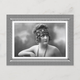 Vintage Beauty - Anticipation - in black & white Postcard