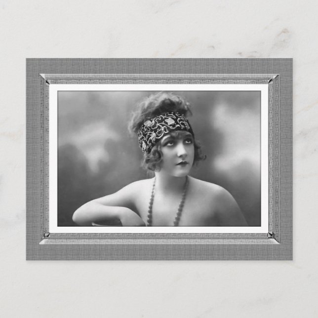 Vintage Beauty - Anticipation - in black & white Postcard (Front)
