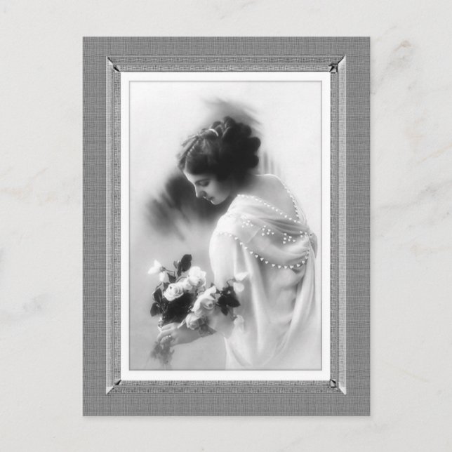 Vintage Beauty - Bouquet - in black & white Postcard (Front)