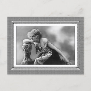 Vintage Beauty - Contemplation - in black & white Postcard