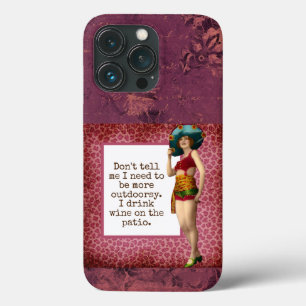 Vintage Beauty Drinking Wine Funny   iPhone 13 Pro Case