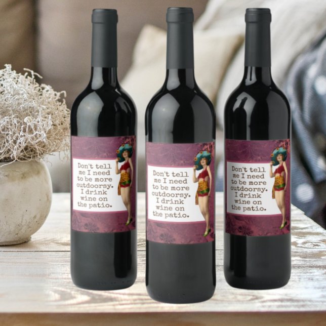 Vintage Beauty Drinking Wine Funny  Label (Creator Uploaded)