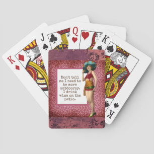 Vintage Beauty Drinking Wine Funny  Playing Cards