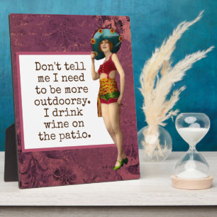 Vintage Beauty Drinking Wine Funny Tabletop Plaque