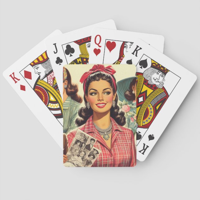 Vintage Beauty Fashion Girls Playing Cards (Back)