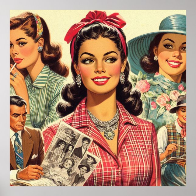 Vintage Beauty Fashion Girls Poster (Front)
