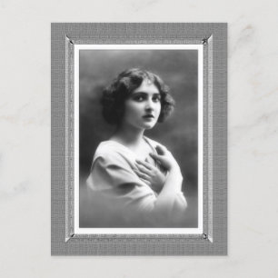 Vintage Beauty - Guarded Heart - in black & white Postcard