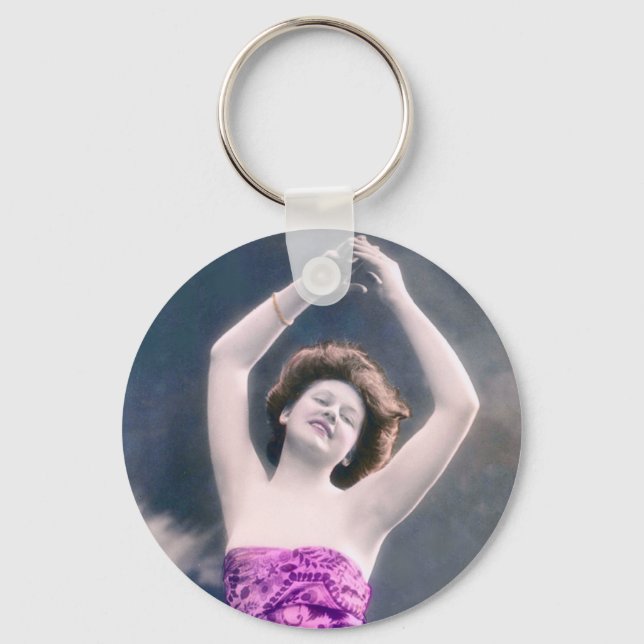 vintage beauty hands over head dancing key ring (Front)