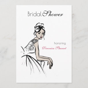 Vintage Beauty Illustration Bridal Shower Invitation