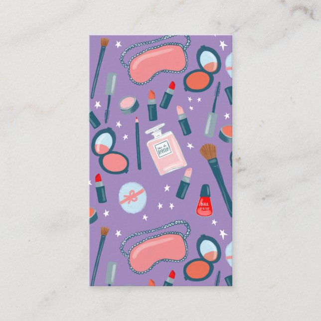 Vintage beauty makeup artist light purple business card (Front)