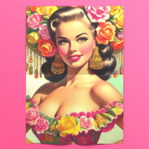Vintage Beauty Pin-up Painting Tissue Paper