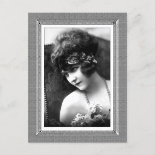 Vintage Beauty - Remembering - in black & white Postcard
