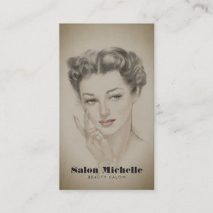 Vintage Beauty Salon Aesthetician Business Card