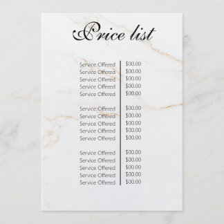 Vintage Beauty Salon Price List Menu