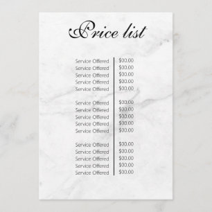 Vintage Beauty Salon Price List Menu
