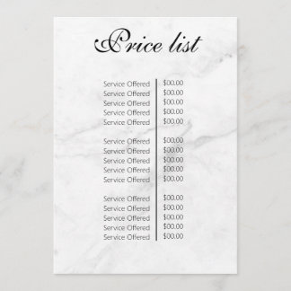 Vintage Beauty Salon Price List Menu