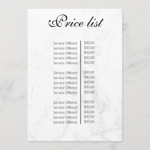 Vintage Beauty Salon Price List Menu